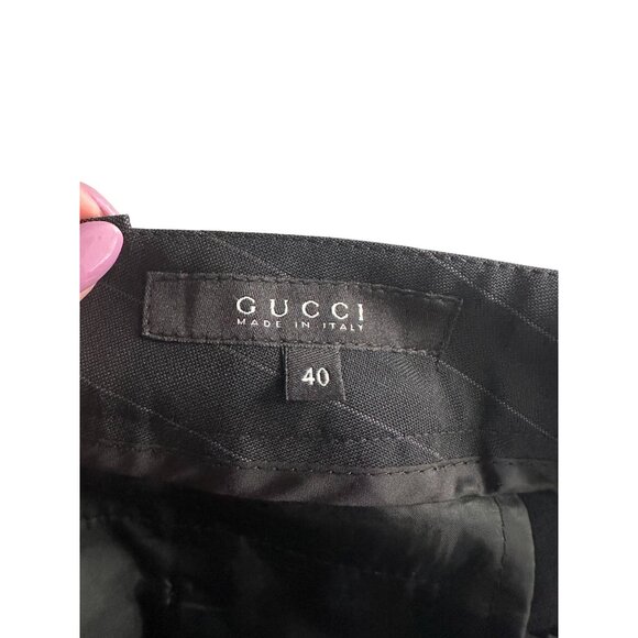 GUCCI Women’s Black Pinstripe Ankle Pants Size IT 40 - Picture 4 of 7